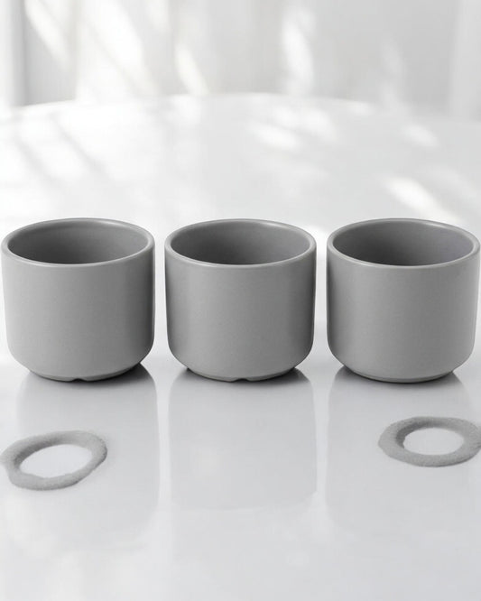 Ymxnd Ceramic Succulent Pot Set 3-Piece Gray 8 cm