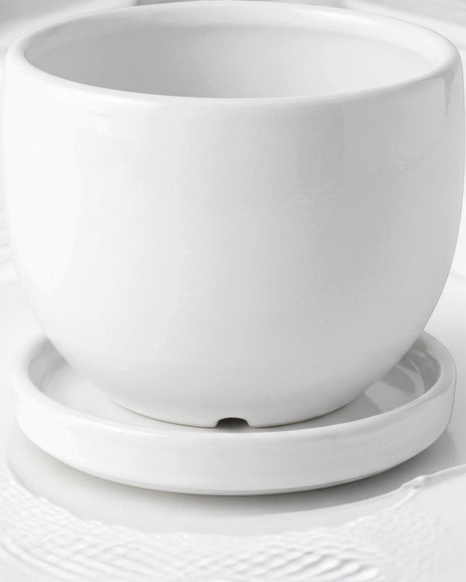 Ymxnd Round Ceramic Plant Pot White 12 cm with Saucer