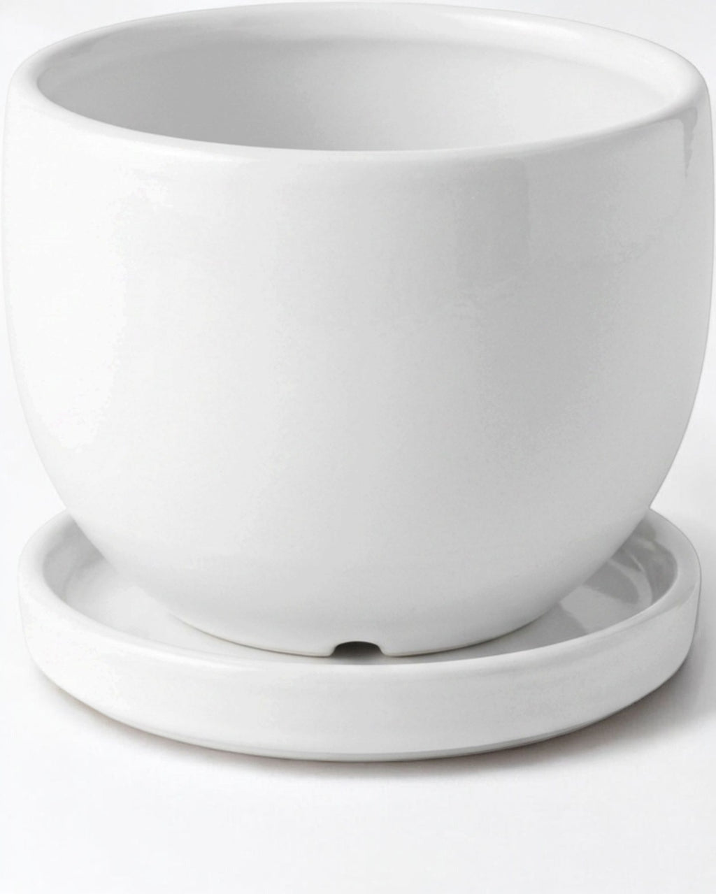 Ymxnd Round Ceramic Plant Pot White 12 cm with Saucer