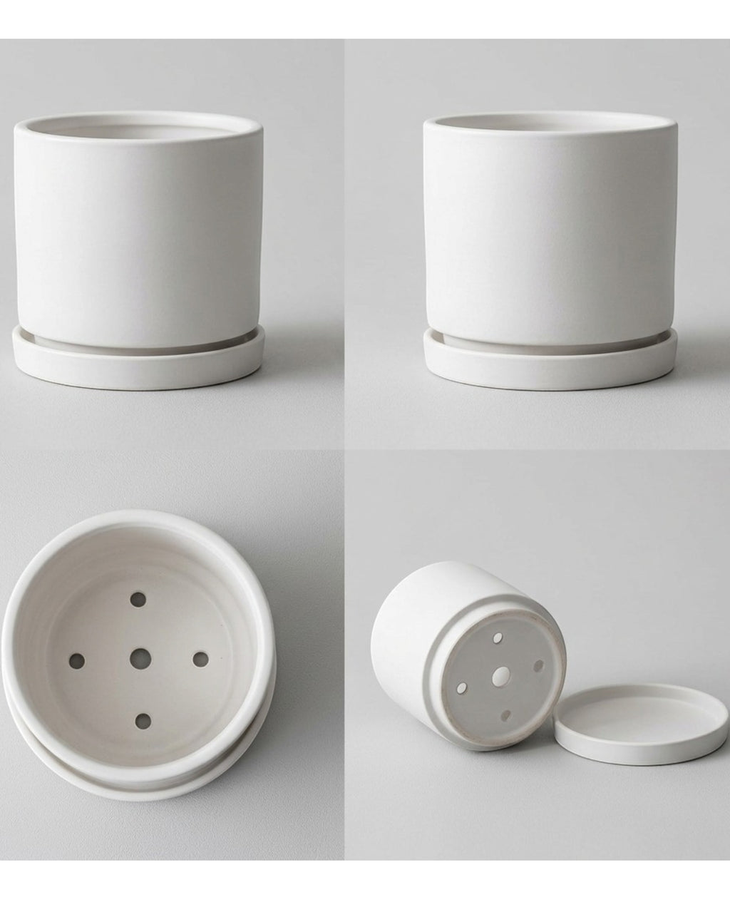Ymxnd Ceramic Plant Pot Drainage Tray 6 in Matte White