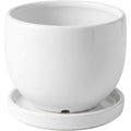 Ymxnd Round Ceramic Plant Pot White 12 cm with Saucer