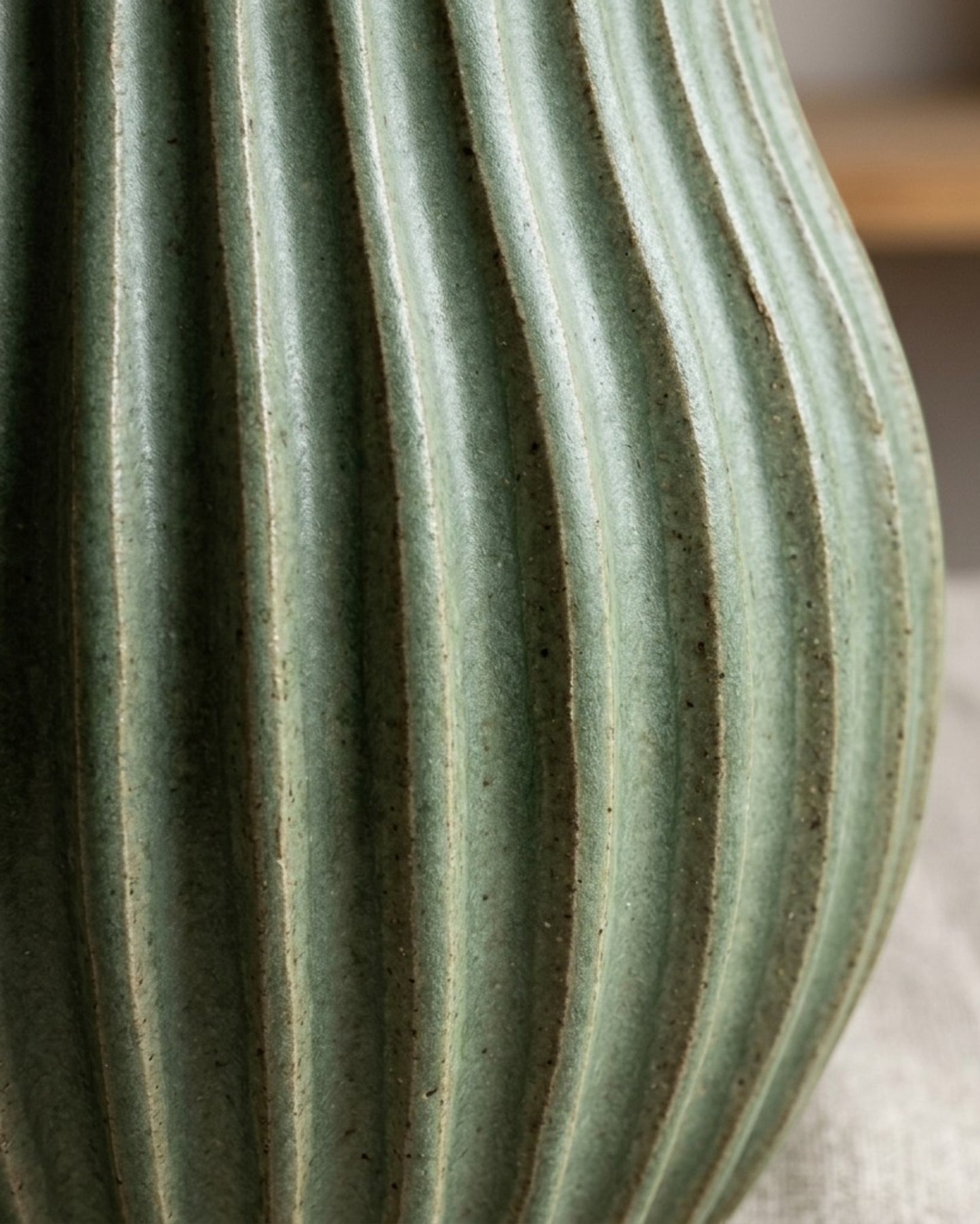 Ymxnd Ribbed Ceramic Planter Indoor 8 in Sage Green