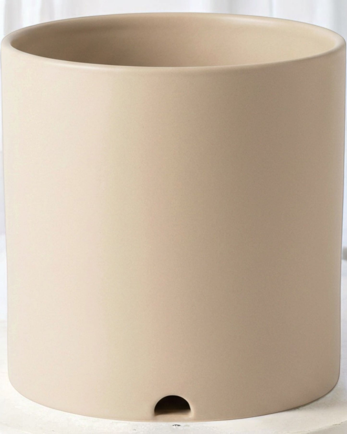 Ymxnd Matte Ceramic Planter Beige 15 cm with Drainage
