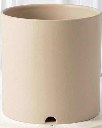 Ymxnd Matte Ceramic Planter Beige 15 cm with Drainage