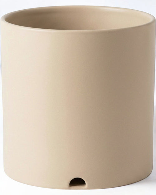 Ymxnd Matte Ceramic Planter Beige 15 cm with Drainage