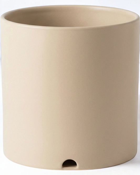Ymxnd Matte Ceramic Planter Beige 15 cm with Drainage