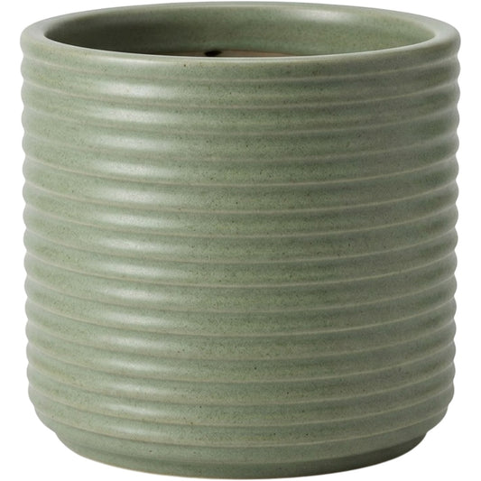 Ymxnd Ribbed Ceramic Planter Indoor 8 in Sage Green