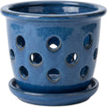 Ymxnd Glazed Orchid Pot Ceramic Saucer 5.5 in Blue