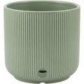 Ymxnd Ribbed Ceramic Plant Pot Sage Green 14 cm