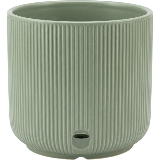 Ymxnd Ribbed Ceramic Plant Pot Sage Green 14 cm