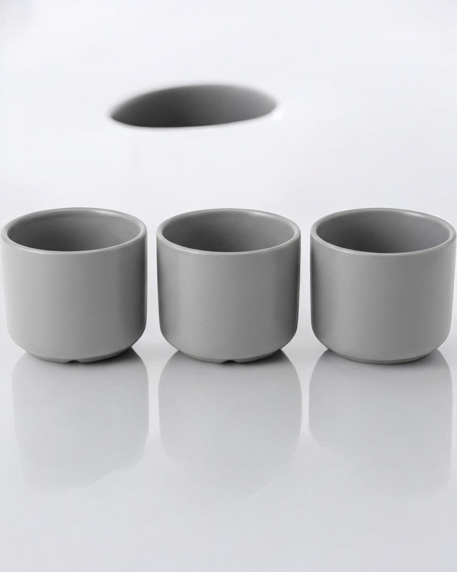 Ymxnd Ceramic Succulent Pot Set 3-Piece Gray 8 cm