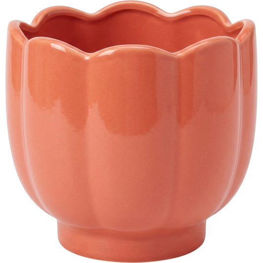 Ymxnd Petalrim Ceramic Cachepot 7 in Coral Scalloped - Product view